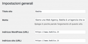 immagine di impostazioni generali WordPress